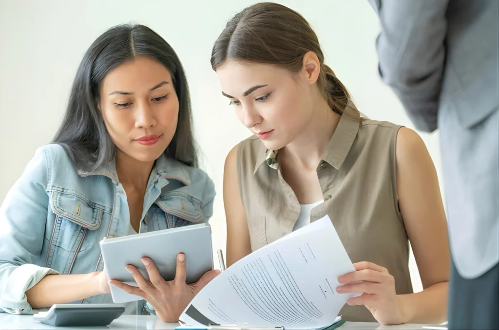 Procurement professionals collaborating around a table
